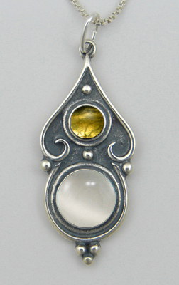 Sterling Silver Romantic Necklace White Moonstone And Citrine Sterling Silver Romantic Necklace White Moonstone And Citrine